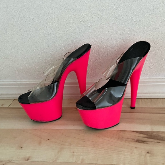 Pleaser neon pink UV dancer heels - Picture 1 of 7